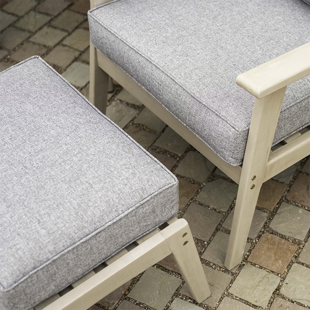 Greywashed chair and footstool set