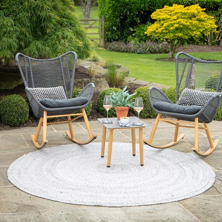 Indoor/outdoor round rug - warm grey