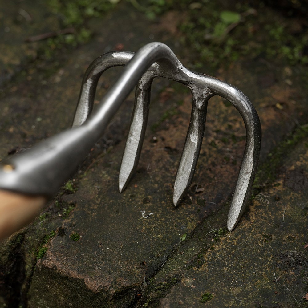 Sneeboer 4 tine weeding/soil rake with long handle