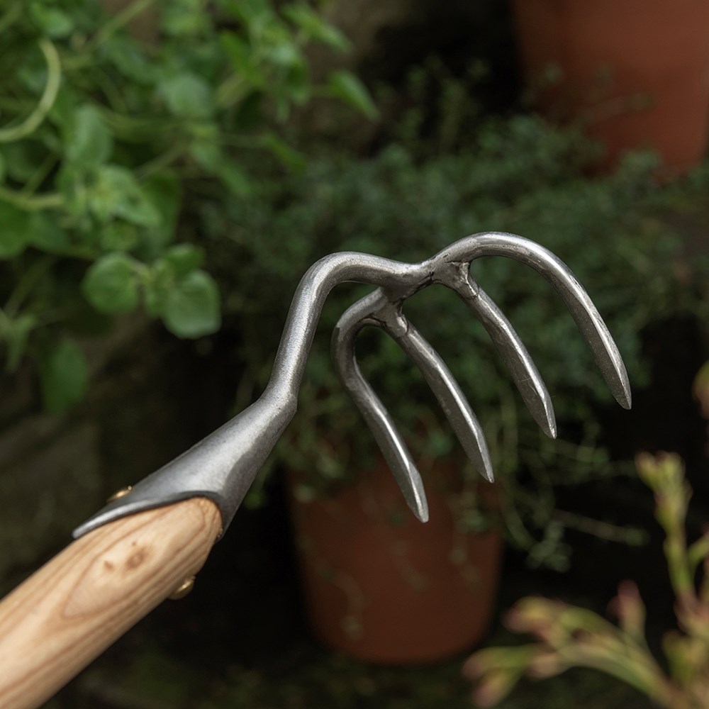 Sneeboer 4 tine weeding/soil rake with long handle