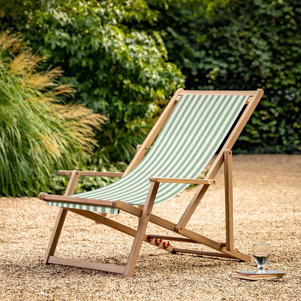 Sage stripe deck chair