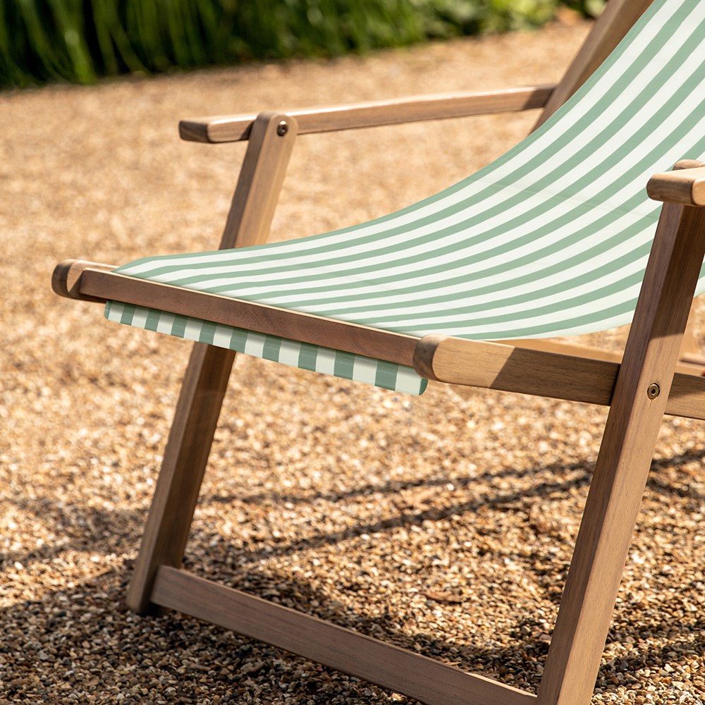 Sage stripe deck chair