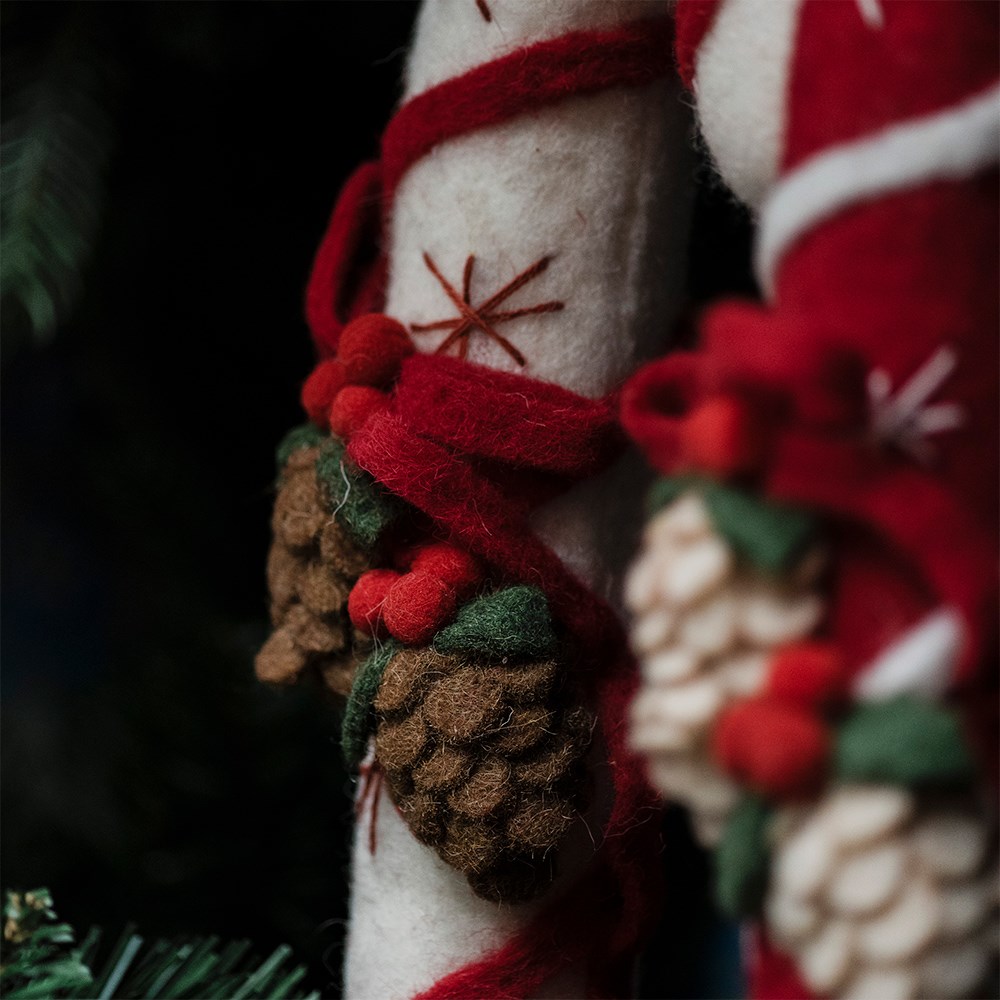 Large felt candy cane decorations - set of 2