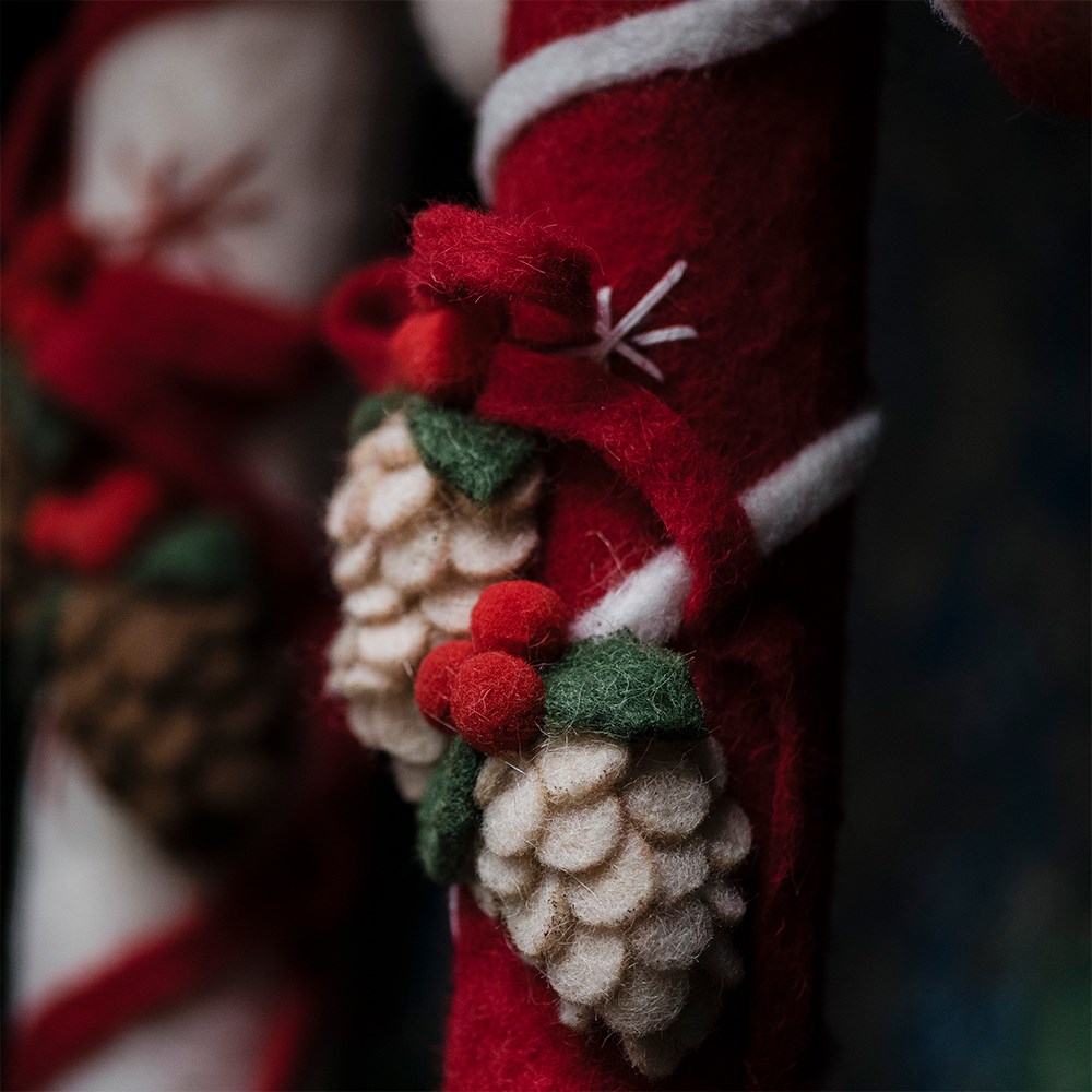 Large felt candy cane decorations - set of 2