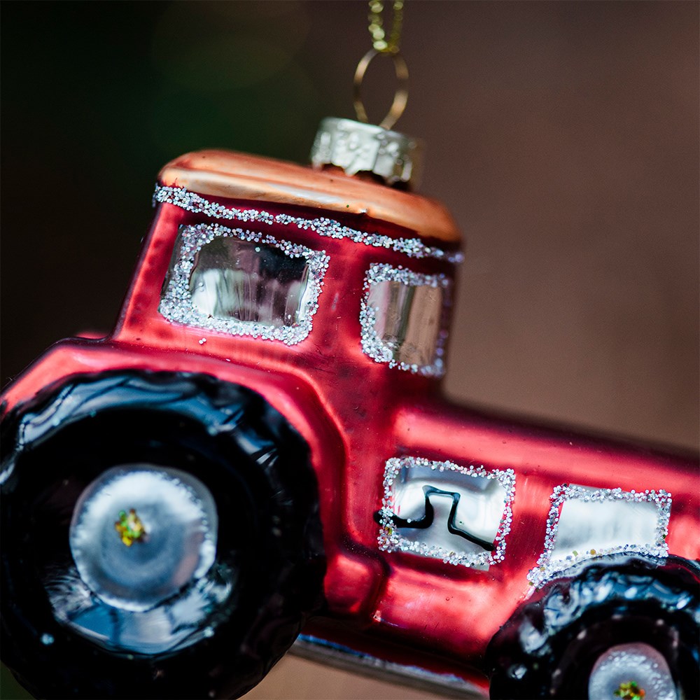 Glass tractor decoration