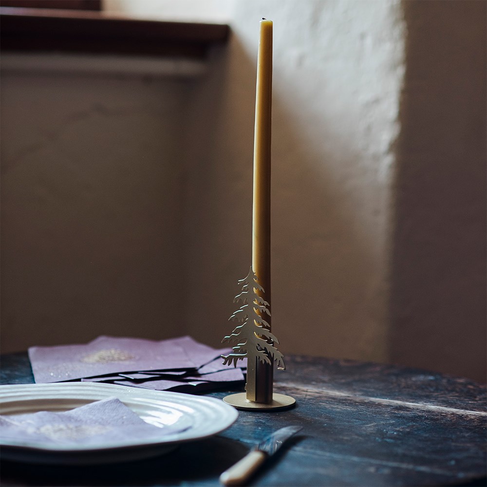 Gold tree dinner candle holder