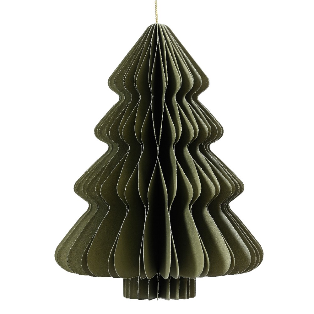 Green paper tree decorations - set of 3