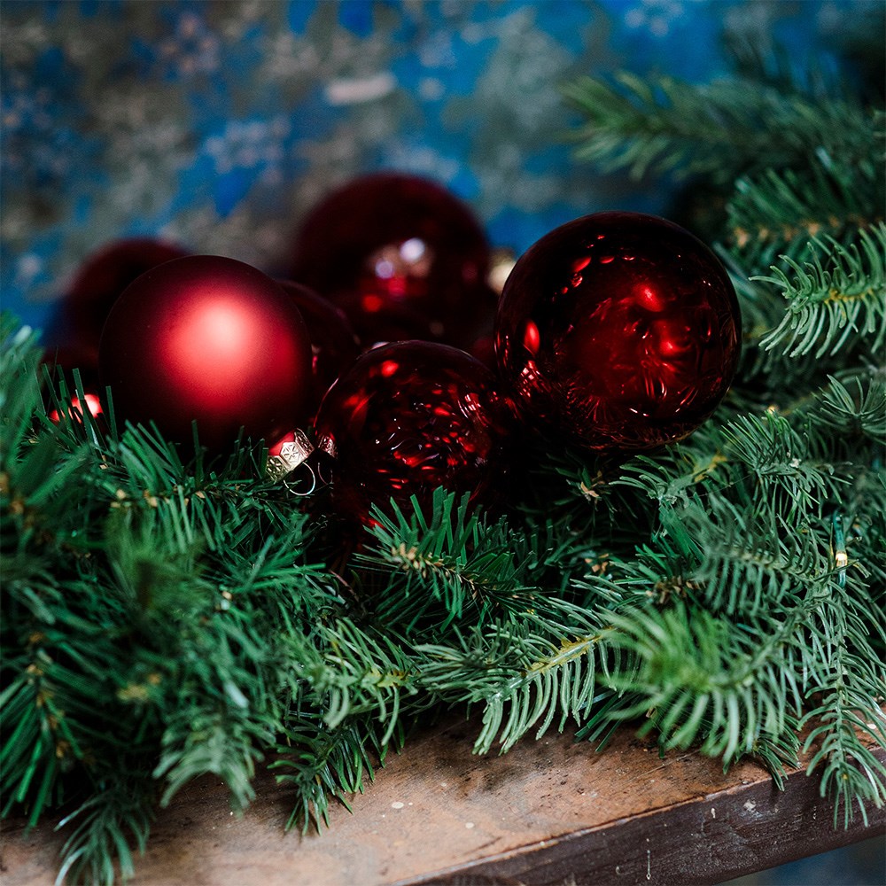 Red glass baubles - box of 21