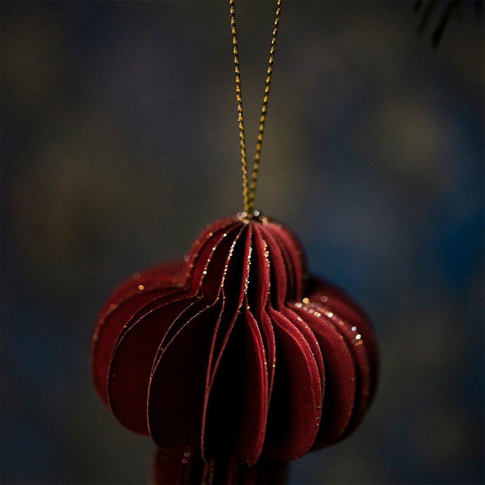 Red paper baubles - set of 3