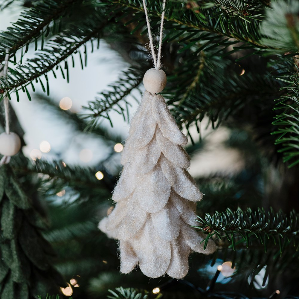 Three hanging felt trees
