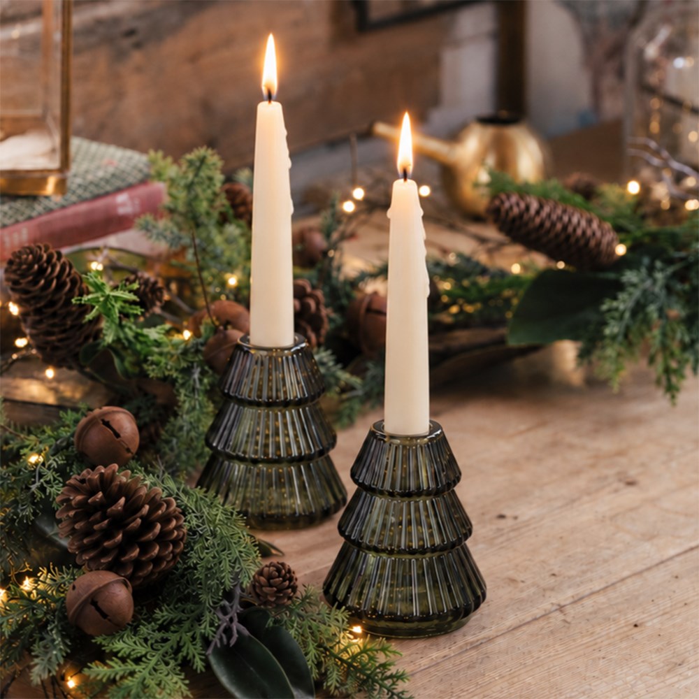 Two tree shaped candle holders