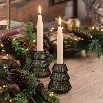 Two tree shaped candle holders