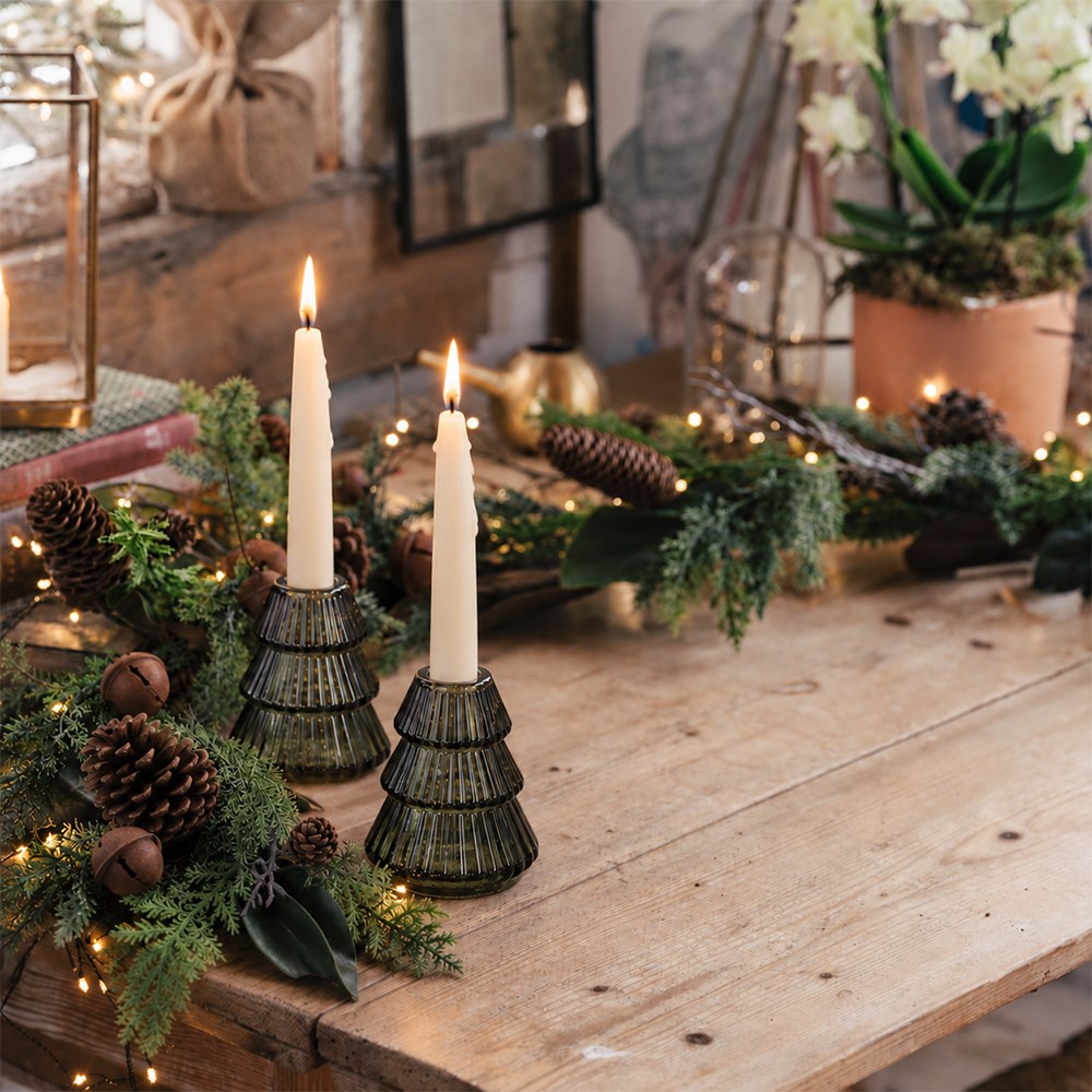 Two tree shaped candle holders