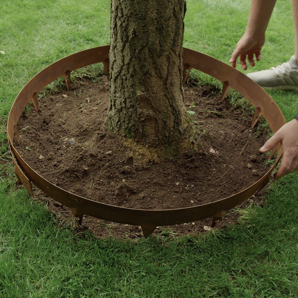 Corten steel tree ring edging - rust