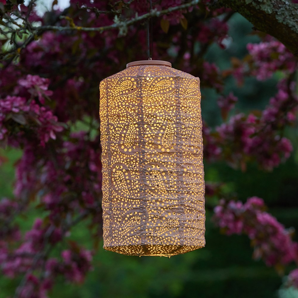 Solar lantern cylinder pink