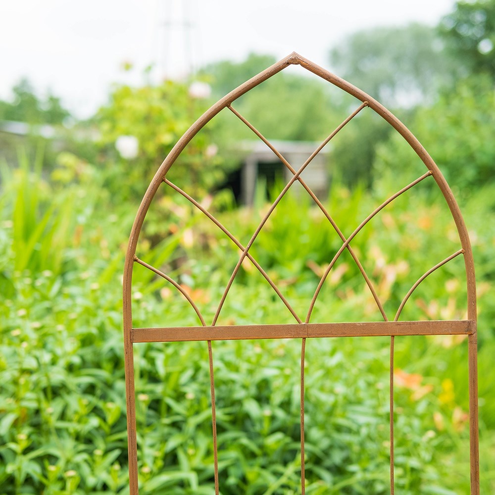 Gothic trellis plant support - rust