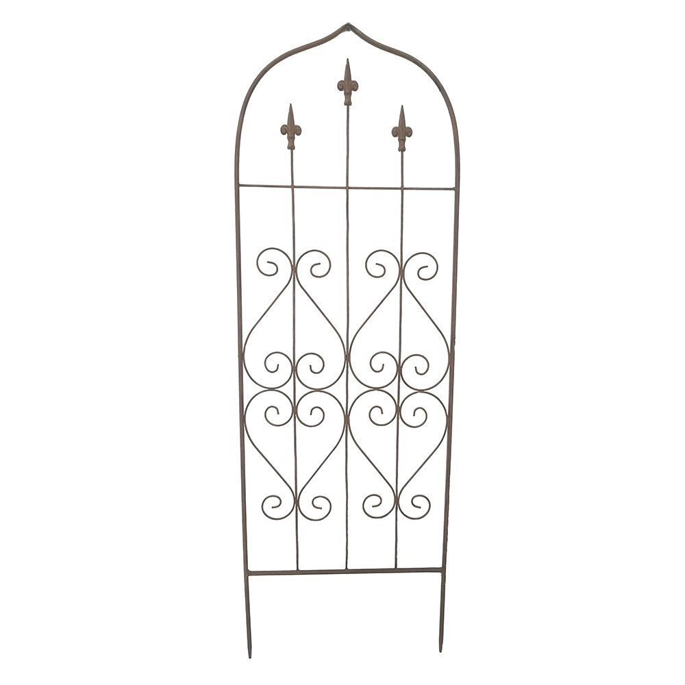 Arched fleur-de-lys trellis plant support - rust