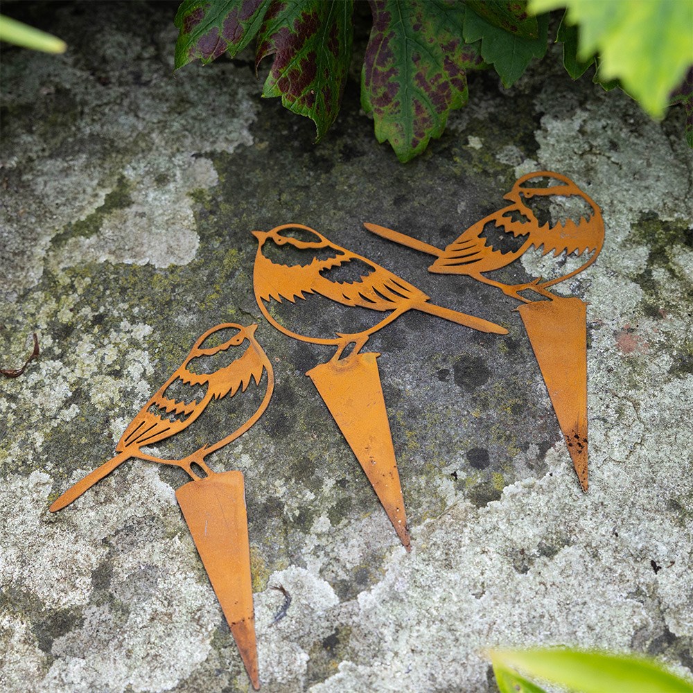 Set of three bird stakes