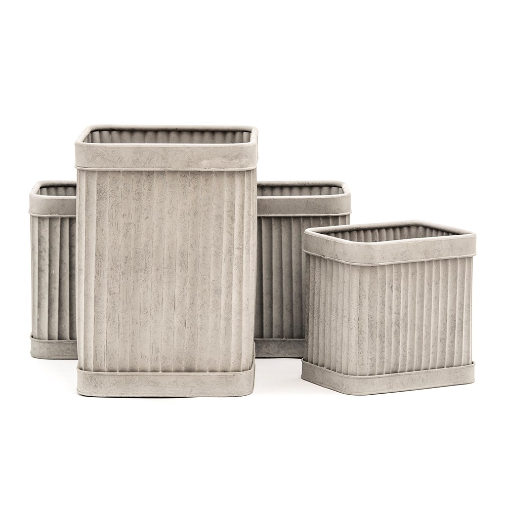Tall square dolly pot - aged zinc
