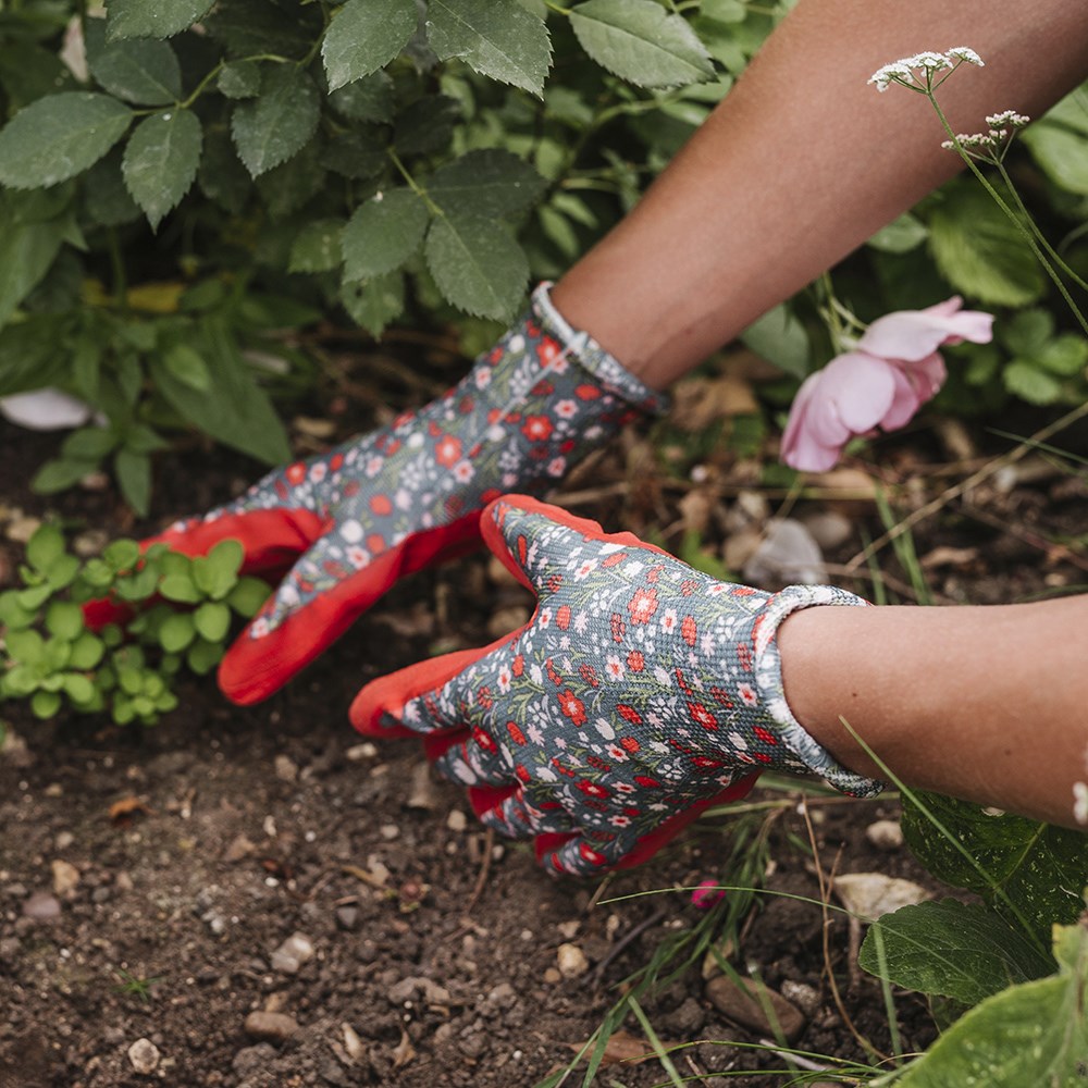 Floral print weeding gloves - pack of 3