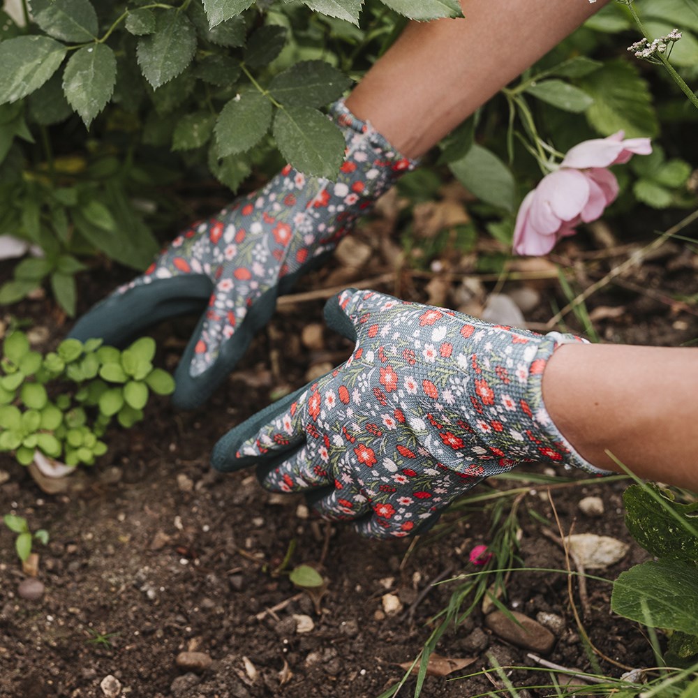 Floral print weeding gloves - pack of 3