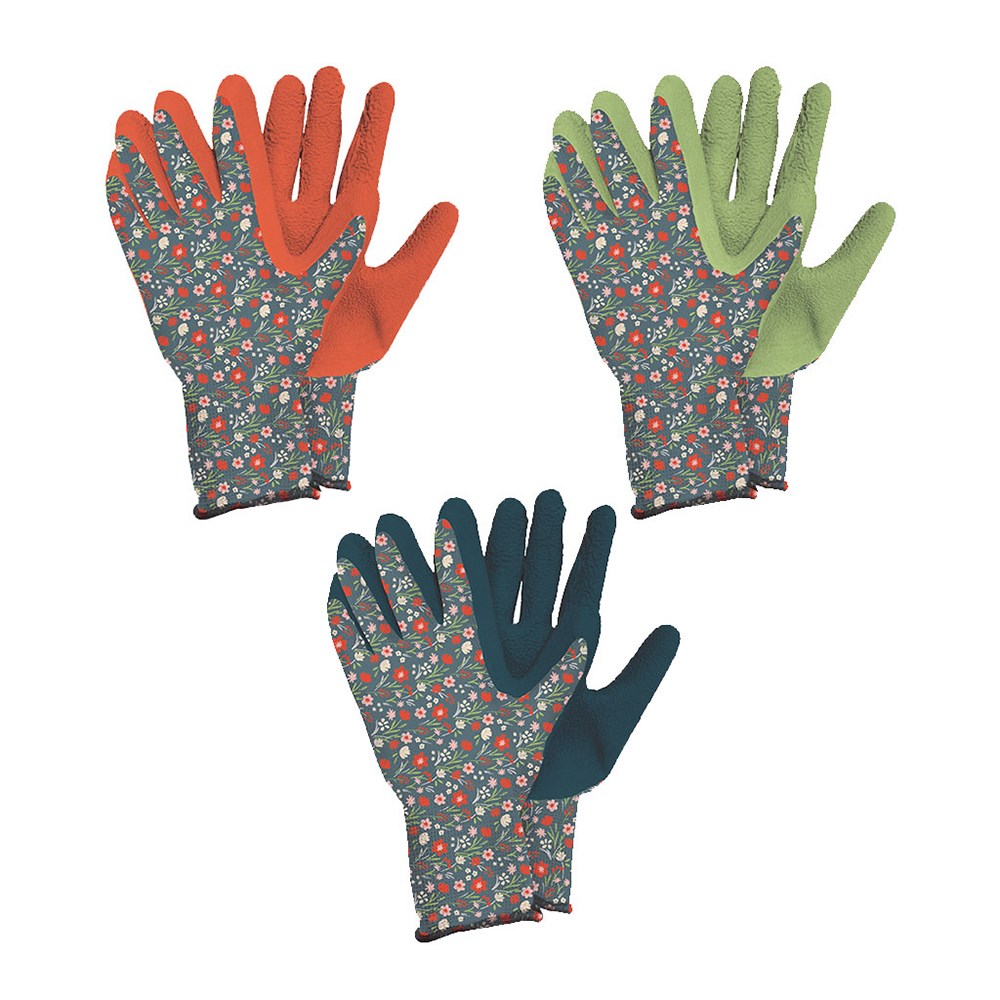 Floral print weeding gloves - pack of 3