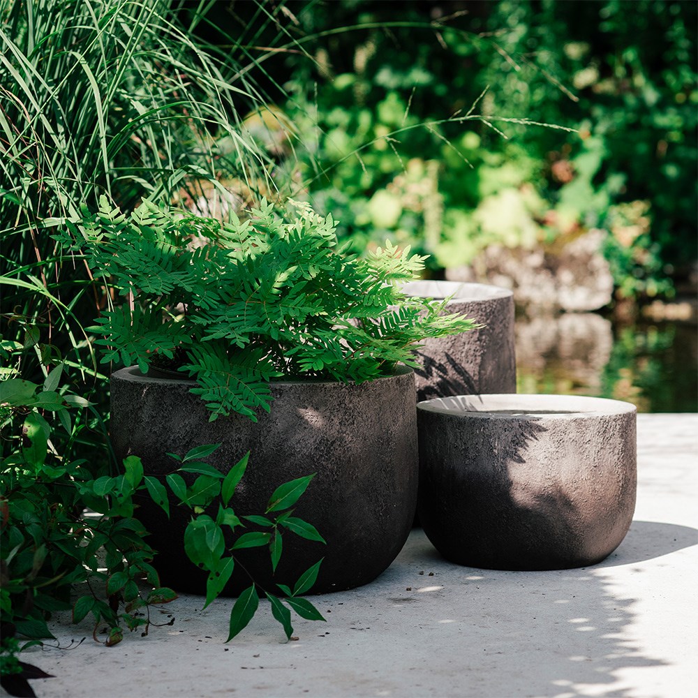 Textured ombre bowl planter - grey