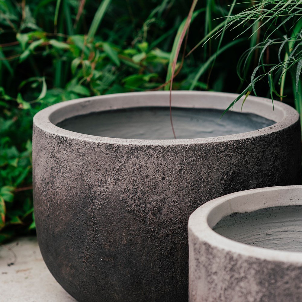 Textured ombre bowl planter - grey
