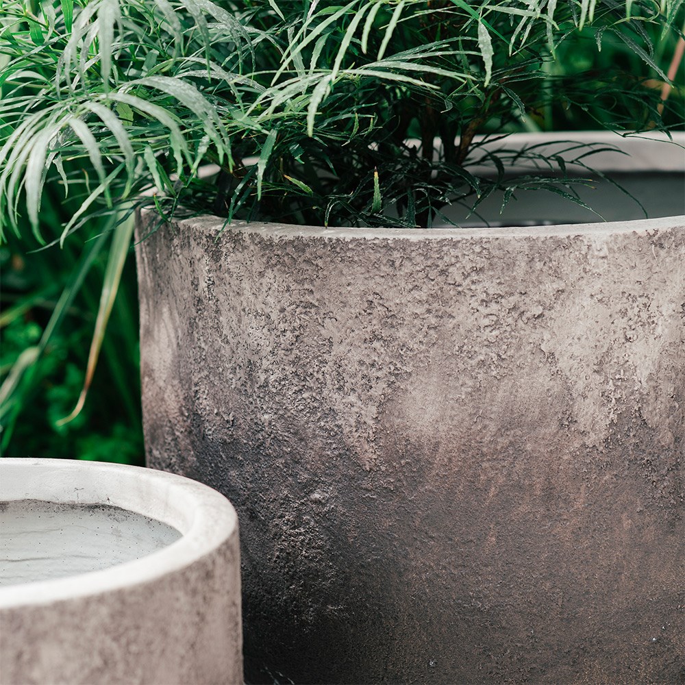 Textured ombre bowl planter - grey