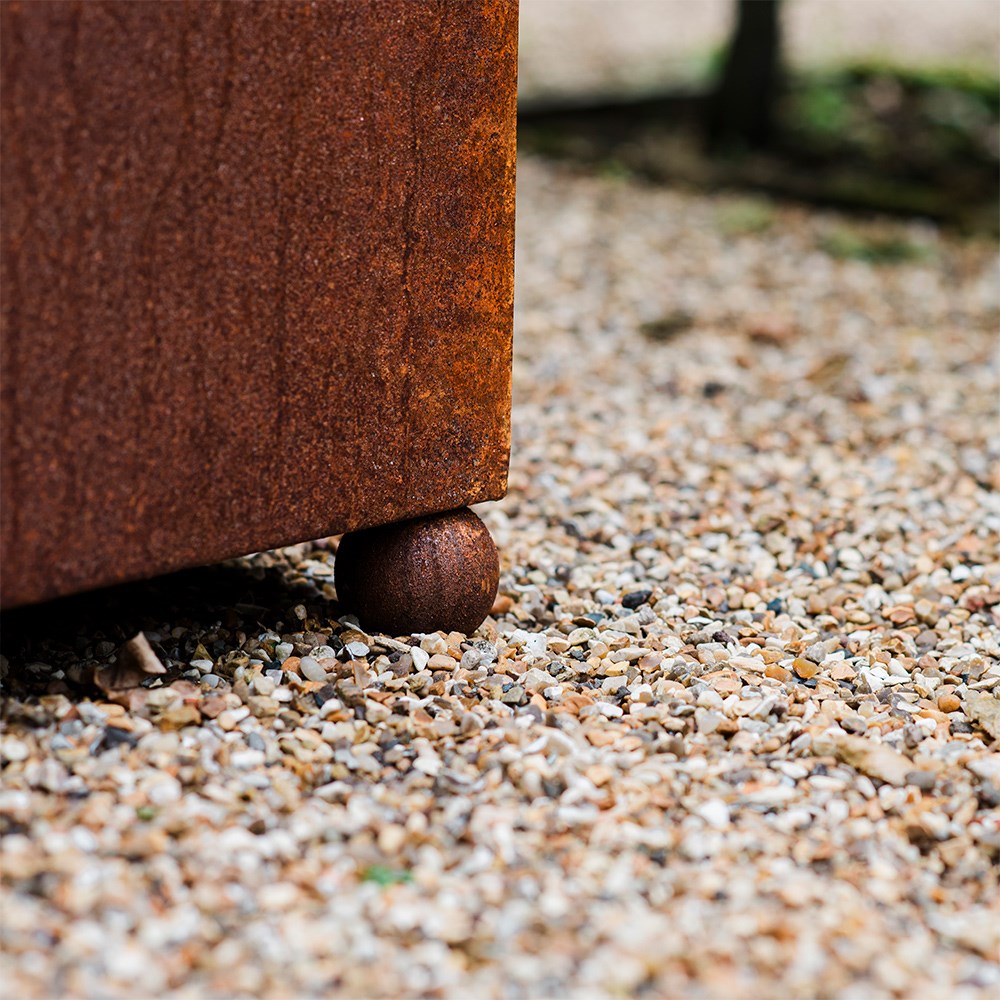Corten steel rectangular planter - rust