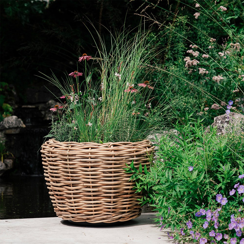 Round chunky rattan large plant pot 