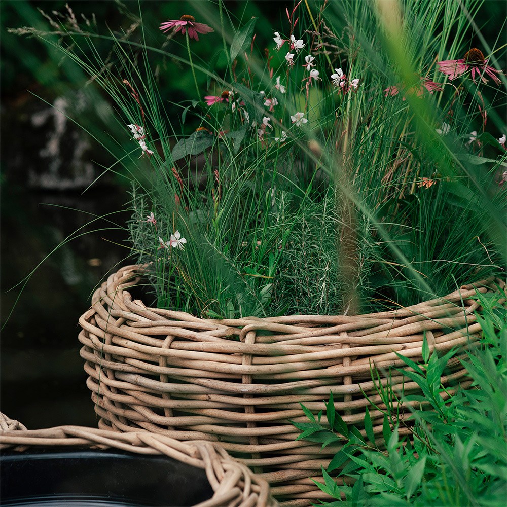 Round chunky rattan large plant pot 