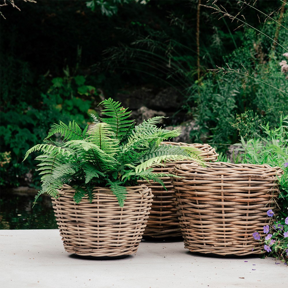 Round chunky rattan large plant pot 