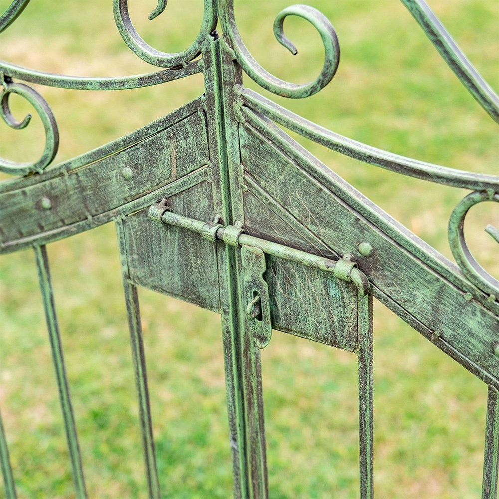 Vintage garden arch with gates - antique green rust