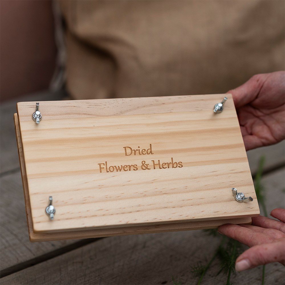 Wooden flower and herb press with screws