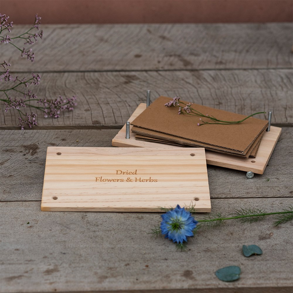 Wooden flower and herb press with screws