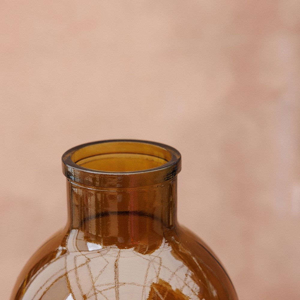 Large round glass vase - ochre