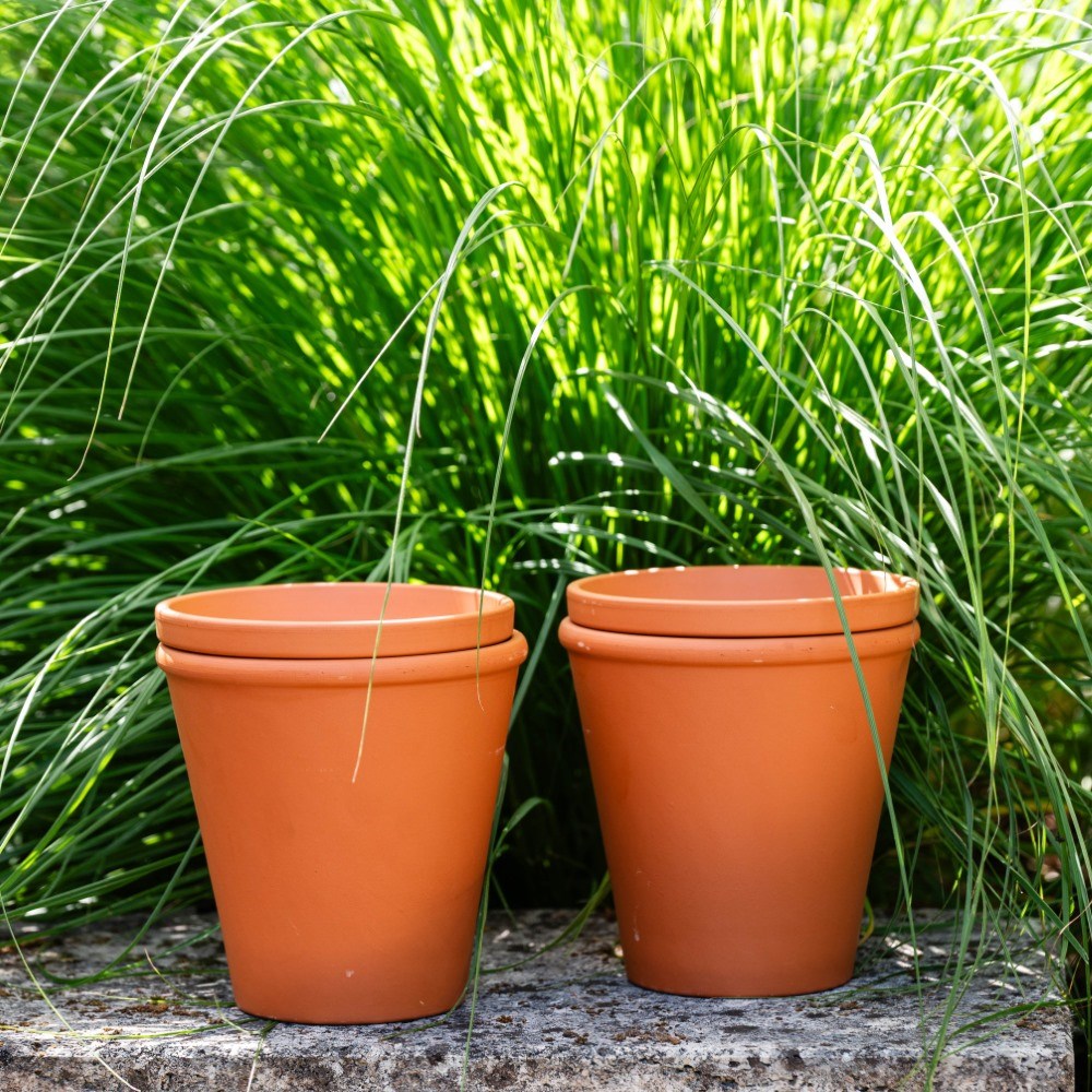 Terracotta pot watering olla with lid - set of 2
