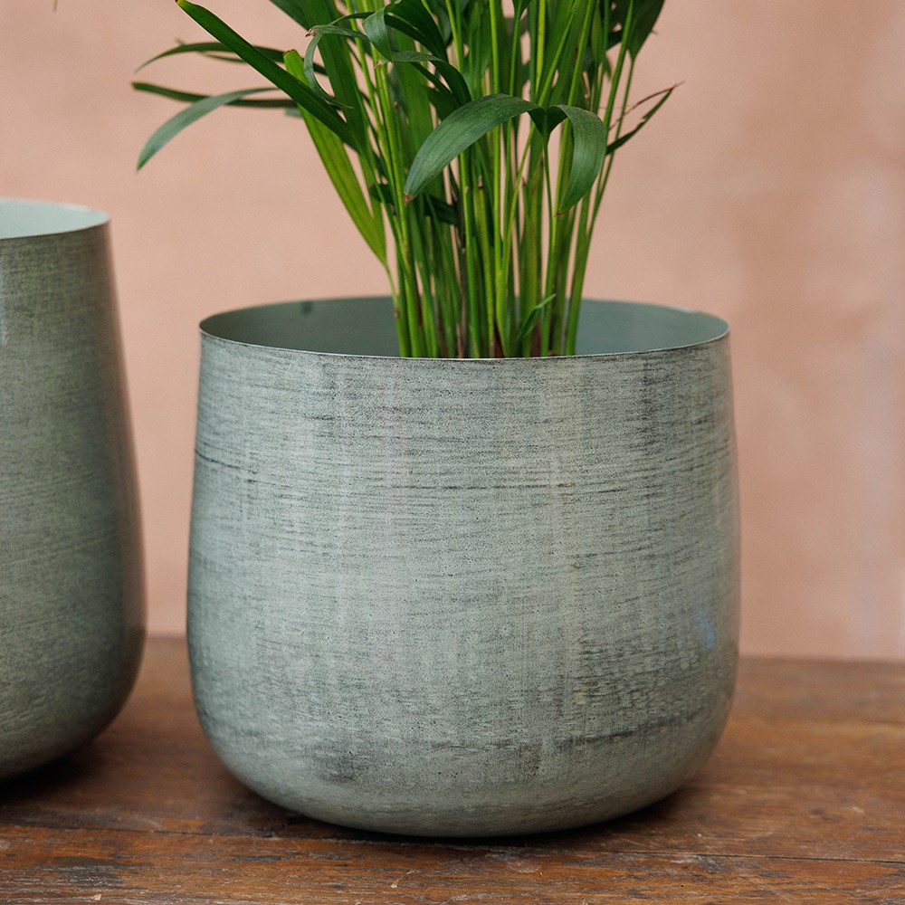 Large metal plant pot - light grey 