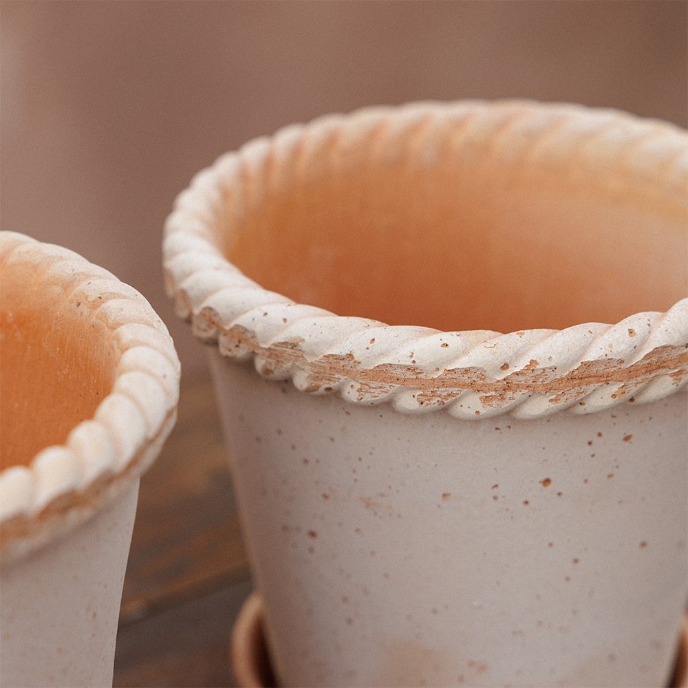 Bergs woven edge plant pot & saucer - terracotta