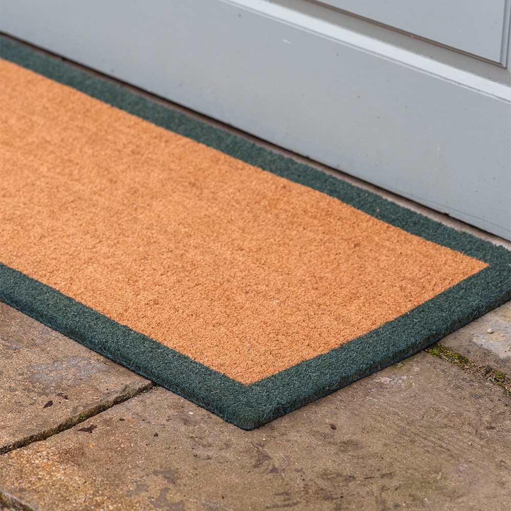Green border coir doormat