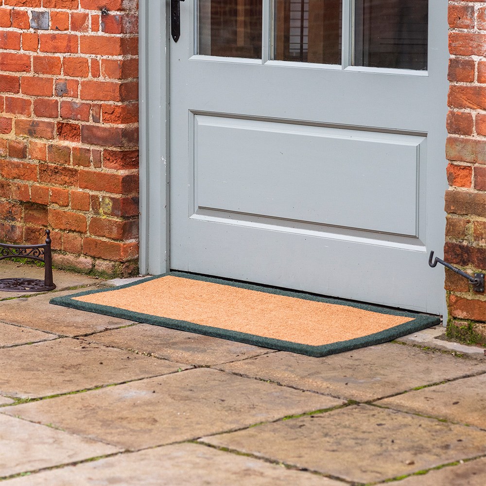 Green border coir doormat