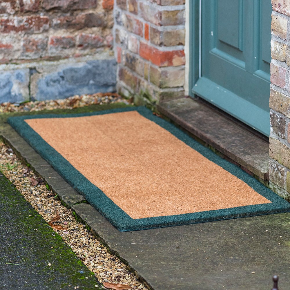 Green border coir doormat
