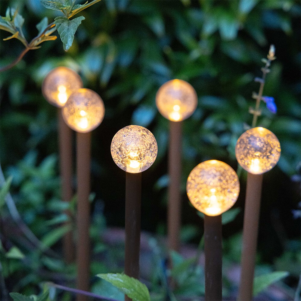 Outdoor stake mini ball lights - rust