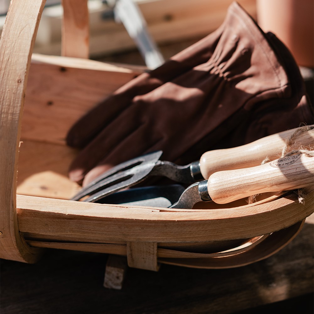 Large wooden garden trug