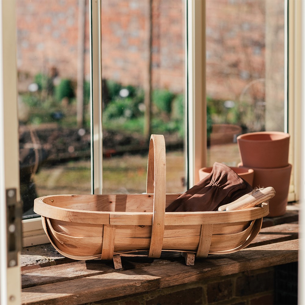 Large wooden garden trug