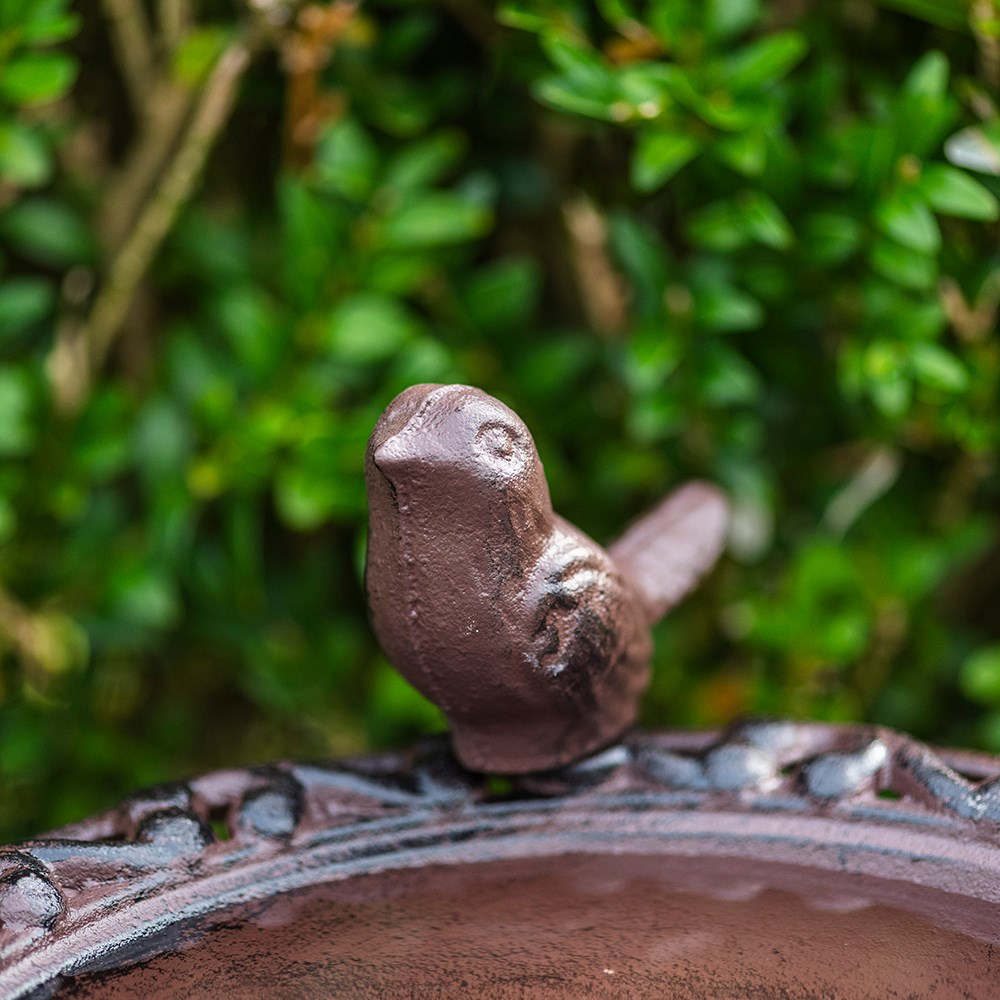 Cast iron bird bath on pedestal - rust