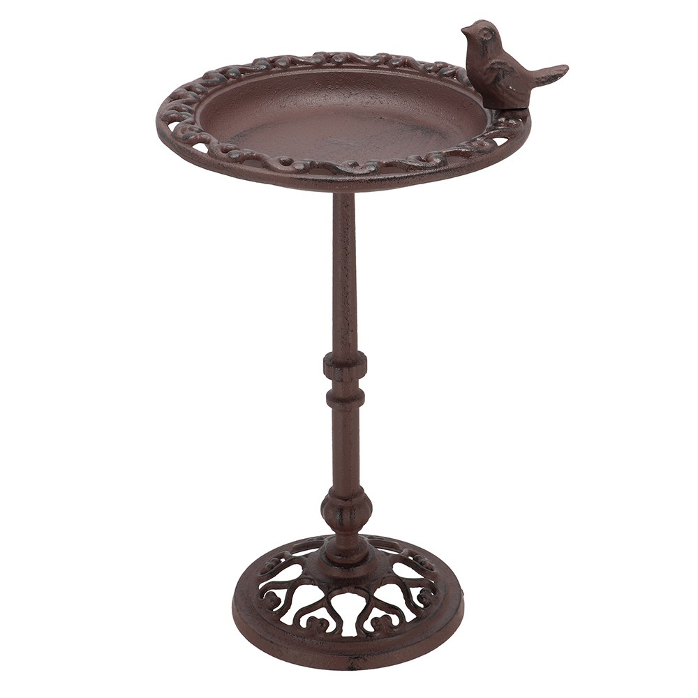 Cast iron bird bath on pedestal - rust