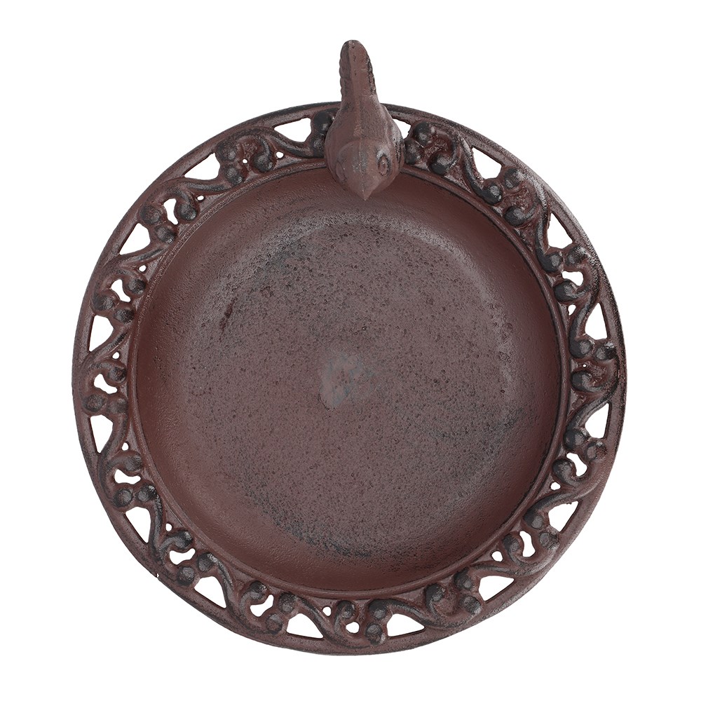 Cast iron bird bath on pedestal - rust