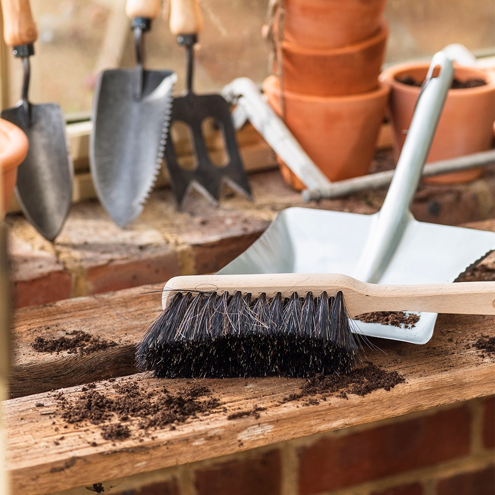 Beech and steel dustpan and brush